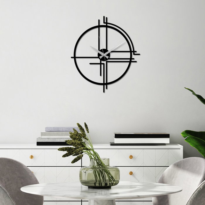Wallity Reloj de Pared Decorativo de Metal Negro